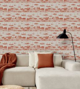 Postcard to Inger Wallpaper by Mini Moderns Harvest Orange