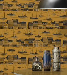 Postcard to Inger Wallpaper by Mini Moderns Orchard Ochre