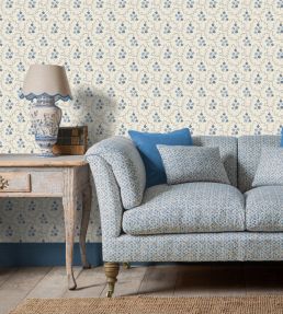Posy Wallpaper by GP & J Baker Ochre/Blue