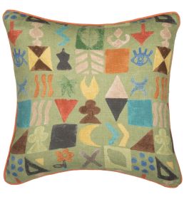 Potato Print Cushion 50cm x 50cm by GP & J Baker Green