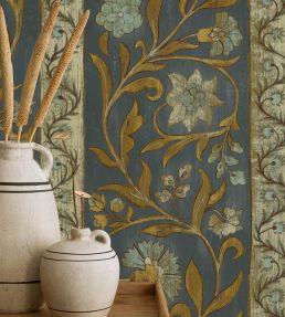 Potter Stripe Wallpaper by Josephine Munsey Blue and Olive