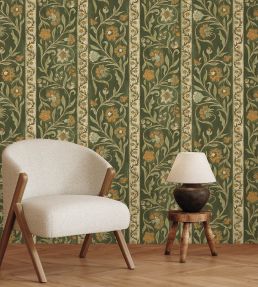 Potter Stripe Wallpaper by Josephine Munsey Green and Orange