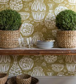 Pottery Wallpaper by Langelid Von Bromssen Olive Oil