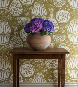 Pottery Wallpaper by Langelid Von Bromssen Olive Oil