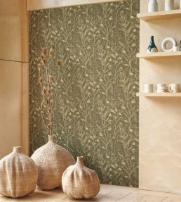Prairie Wallpaper by Casadeco Kaki