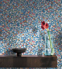 Prato Fiorito Metallic Wallpaper by Jannelli&Volpi Blue