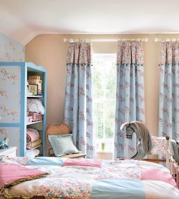 Pretty Ponies Fabric by Sanderson Pink/Sky