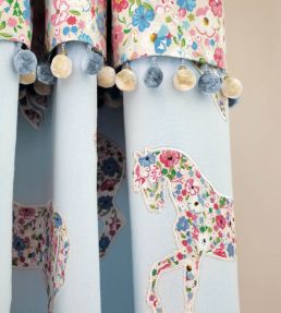 Pretty Ponies Fabric by Sanderson Pink/Sky