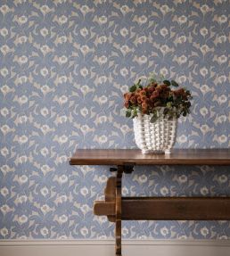 Primula Wallpaper by Langelid Von Bromssen Faded Denim