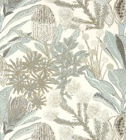Protea Wallpaper by Thibaut Neutral and Spa Blue