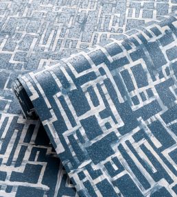 Quadrata Wallpaper by Clarke & Clarke Midnight