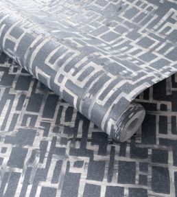 Quadrata Wallpaper by Clarke & Clarke Steel