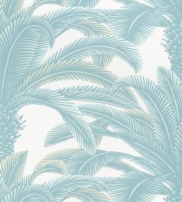 Queen Palm Wallpaper by Thibaut Spa Blue