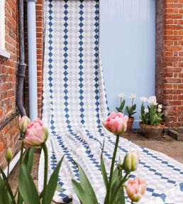 Quilted Harlequin Fabric by Barneby Gates Two Blues