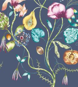 Quintessence Mural by Harlequin Tangerine/Emerald/Navy