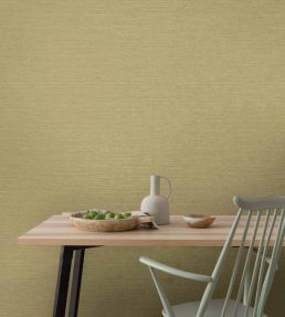 Raffia Wallpaper by 1838 Wallcoverings Mustard