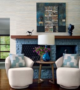Raffia Squares Fabric by Thibaut Beige