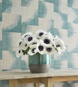 Raffia Squares Wallpaper by Thibaut Graphite