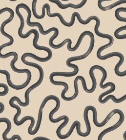 Rainforest Squiggle Mural by Cole & Son Charcoal & Soot on Cream