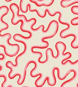 Rainforest Squiggle Mural by Cole & Son Crimson & Lipstick on Parchment