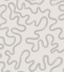 Rainforest Squiggle Mural by Cole & Son Soft Grey & Dove on Chalk