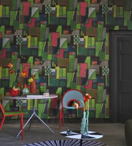 Raku Patchwork Mural by Designers Guild Emerald