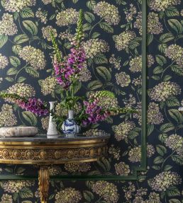 Ramo di Ortensia Wallpaper by Cole & Son Pastel on Charcoal