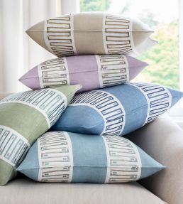 Raritan Line Embroidery Fabric by Thibaut Spa Blue