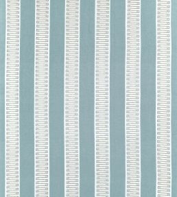Raritan Line Embroidery Fabric by Thibaut Spa Blue