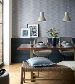 Rattan Wallpaper by 1838 Wallcoverings Blue Dusk