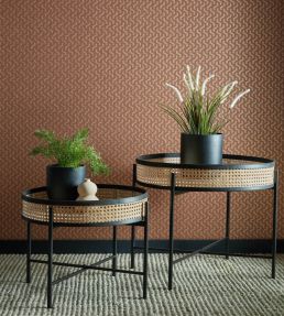 Rattan Wallpaper by 1838 Wallcoverings Burnt Orange