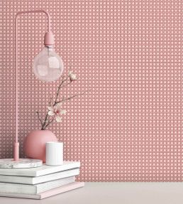 Rattan Wallpaper by Woodchip & Magnolia Rose Red