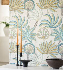 Ravenala Wallpaper by Osborne & Little Petrol/Gold