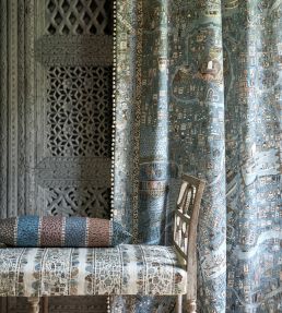 Ravi Ribbon Fabric by Lewis & Wood Aqua Vita