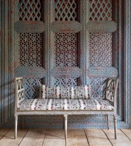 Ravi Ribbon Fabric by Lewis & Wood Peat Pomegranate