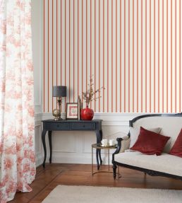 Rayure Wallpaper by Casadeco Rouge Carmin