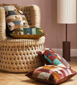 Reciproque Cushion 45 x 45cm by Maison Casamance Multico Terre De Sienne