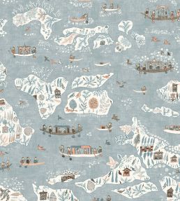 Regatta Wallpaper by Lewis & Wood Blue Almond