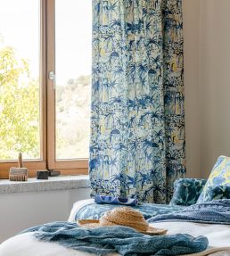 Rhodes Fabric by MINDTHEGAP Indigo Yellow