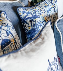 Rhodes Fabric by MINDTHEGAP Indigo Yellow