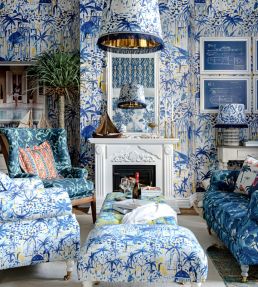 Rhodes Wallpaper by MINDTHEGAP Indigo Yellow