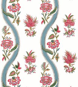 Ribbon Floral Wallpaper by Thibaut Raspberry and Teal