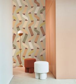 Ribbon Game Wallpaper by Casadeco Terracotta