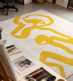 Louis De Poortere Ribbon Round rug Pure Yellow 120316 Pure Yellow