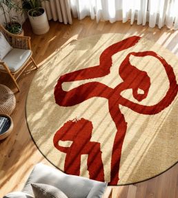 Louis De Poortere Ribbon Round rug Imperial Red 118571 Imperial Red