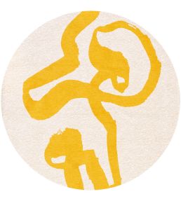Louis De Poortere Ribbon Round rug Pure Yellow 120316 Pure Yellow