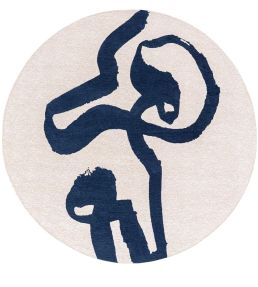 Louis De Poortere Ribbon Round rug Sea Ink 118585 Sea Ink