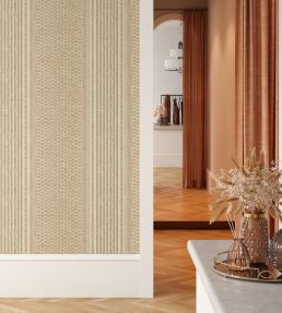 Rita Stripe Wallpaper by Josephine Munsey Blush and Soft Olive