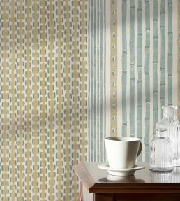 Rita Stripe Wallpaper by Josephine Munsey Lemon and Light Blue