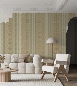 Rita Stripe Wallpaper by Josephine Munsey Sage and Olive